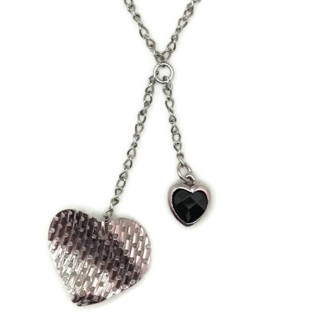 White Gold Layer Silver Pendant Black Heart Cz 51$